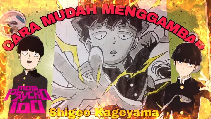 cara mudah menggambar anime mob psycho 100