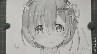 【手绘】150分钟画出蕾姆!《Re：从零开始的异世界生活》如果真爱有颜色，那么一定是蓝色！！若这个世界凋谢，我也会守在你身边！！全站最可爱的蕾姆！