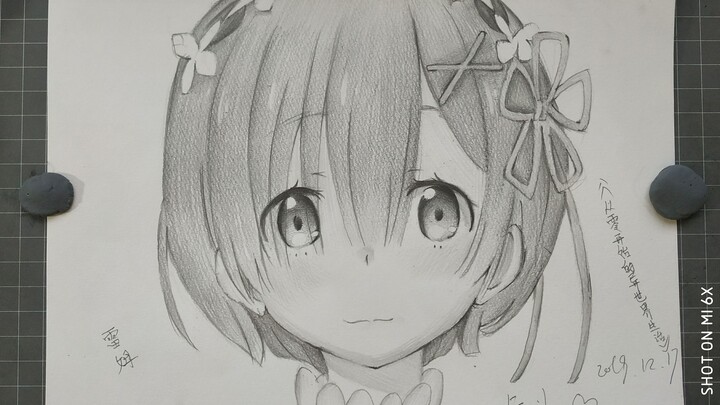 【手绘】150分钟画出蕾姆!《Re：从零开始的异世界生活》如果真爱有颜色，那么一定是蓝色！！若这个世界凋谢，我也会守在你身边！！全站最可爱的蕾姆！