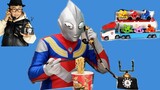 Ultraman asli sedang makan mie daging sapi, dan setelah menerima telepon dari Ozawa, dia memberi Oza