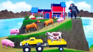 Animals Island 🏝️ - Animals Shower Bath Farm Diorama | Funny Animals 2022 Videos | Farm Animals