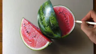 [Painting] Drawing a watermelon to quench thirst