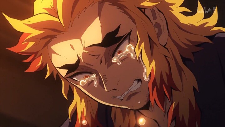 Rengoku's dad cries on his son's death.