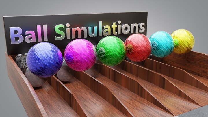 Marble Race six ball race | Blender dynamics simulation
