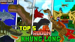 🦖Top 5 Addon KHỦNG LONG MỚI Hay Nhất Cho Sinh Tồn Minecraft Pe (1.17, 1.16.221) | KIDING MC