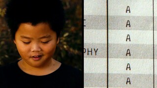 A Chinese boy went to the United States to study and got straight A's on his final exams, but his mo