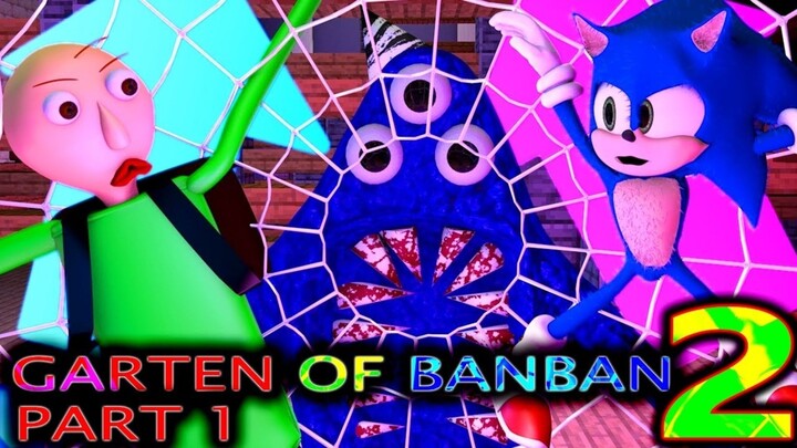GARTEN OF BANBAN 2 PART 1 vs SONIC & BALDI Roblox Minecraft Animation CHALLENGE! Ft Spiderman Nabnab
