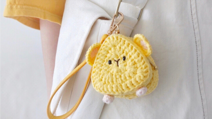 Tas Earphone [Tikus Keju] yang Lucu dan Menggemaskan, Rajutan Crochet Karya Asli Hu Hu Da Wang