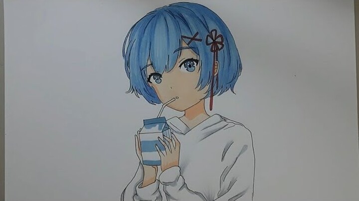 CARA MENGGAMBAR ANIME CEWEK     || REM [ RE ZERO ]