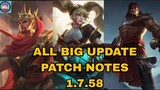 PATCH NOTES 1.7.58 MLBB UPDATE #mobile legends #mlbbb update #upcoming