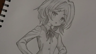วาดรูปอนิเมะเด็กผู้หญิง เอลฟ์โลลิในชุดนักเรียนน่ารักๆ ผมสั้น ด้วยดินสอกด