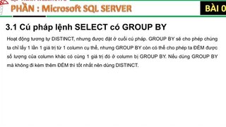 Học lập trình Web A-Z - MS SQL SERVER - Bài 06 - Các lệnh SELECT nâng cao khác