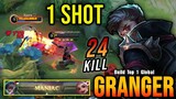 24 Kills + MANIAC!! Crazy One Shot Granger (AUTOWIN) - Build Top 1 Global Granger ~ MLBB