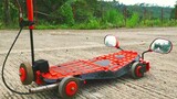 Diy SKATEBOARD with Sidemirror,Brake system assembly,One extra Wheel,How to,Ride,Make,Diy Welding