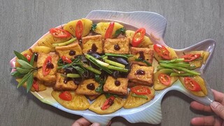 mực sào chưa ngọt. đậu hủ sào nấm khốm. Món chay