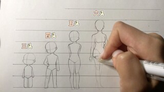 人体结构，头身比，三头四头五头……我一般都画7以上的h h h