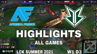 Highlight AF vs BRO All Game LCK Mùa Hè 2021 LCK Summer 2021 Afreeca Freecs vs Fredit BRION