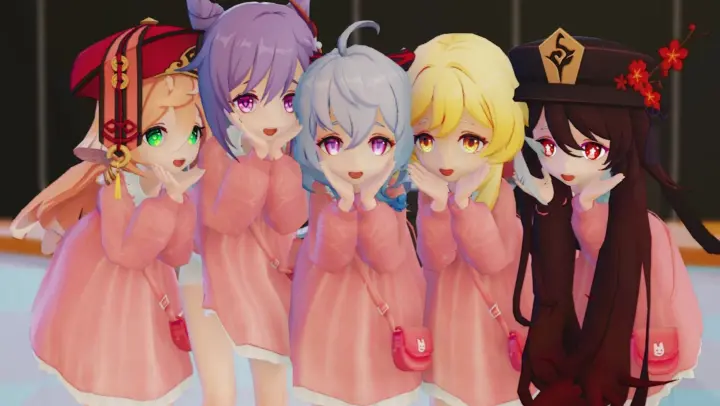 [MMD]5 girls in <Genshin Impact> dance together in the same outfits