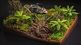Soldiers didn't expect to meet a monster in the jungle / Diorama / 3D printer Anycubic Photon M3