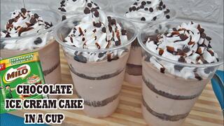 CHOCOLATE ICE CREAM CAKE IN A CUP | MILO ICE CREAM HOMEMADE | NEGOSYONG PATOK SA MALIIT NA PUHUNAN