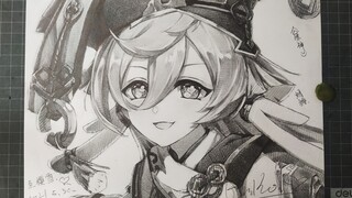 【手绘】400分钟画出烟绯（百法通明）！律火，引！总之，我是绝对值得依靠的！！至樱雪雨落。《原神》