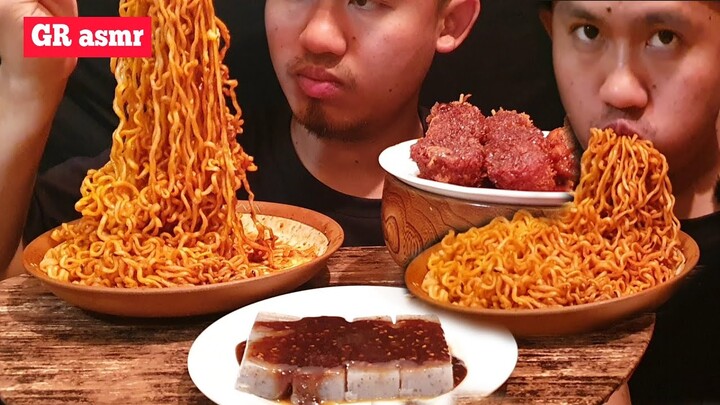 Asmr,mukbang, eat samyang noodles and fried potatoes in samyang sauce/mie samyang & kentang goreng