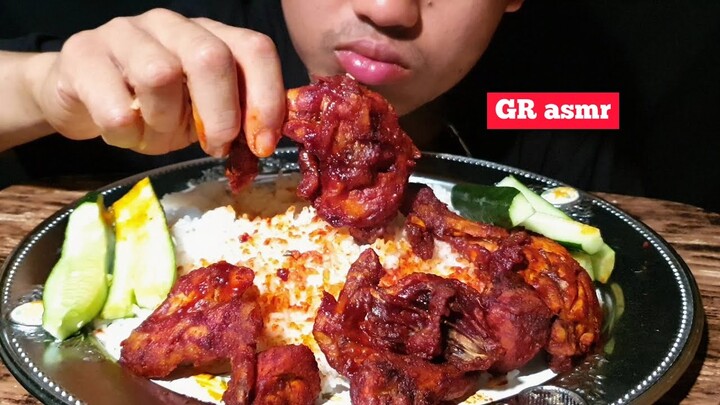 asmr, chicken mukbang with spicy red sauce/asmr,mukbang ayam saus merah pedas
