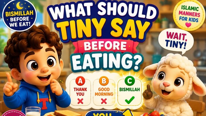 Bismillah Before Eating 🍎 | Islamic Manners for Kids | Tiny & Lolo