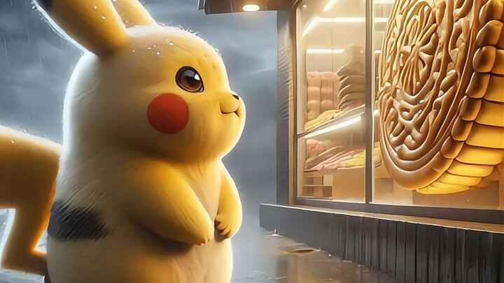 Pikachu brings the big mooncake home