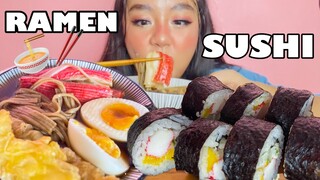 TEMPURA SOBA RAMEN & SUSHI ROLLS MUKBANG