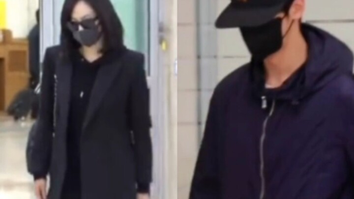 【文彬车银优&雪莉宋茜】同样的机场，同样的一身黑衣，同样走的很急，同样沉重的心情...