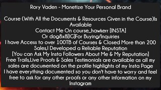 Rory Vaden - Monetize Your Personal Brand Course Download