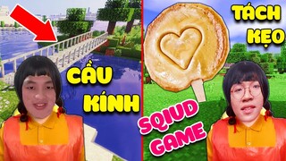 SQUID GAME MINECRAFT : NOOB TEAM TÁCH KẸO VÀ SINH TỒN VƯỢT CẦU KÍNH ** BÚP BÊ KHANGG VÀ PIXEL