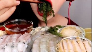 ASMR อาหารทะเลสด หอยนางรม เป๋าฮื้อ ลูกปลาหมึก กุ้งสด สาหร่ายพวงองุ่น MUKBANG