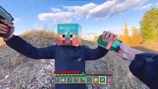 Minecraft in Real Life POV HOW TO CRAFT FIRE SWORD Realistic Minecraft 100 days Survival