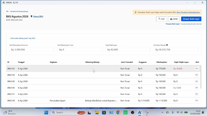 Isi ARKAS kosong setelah install versi terbaru 4.2.19