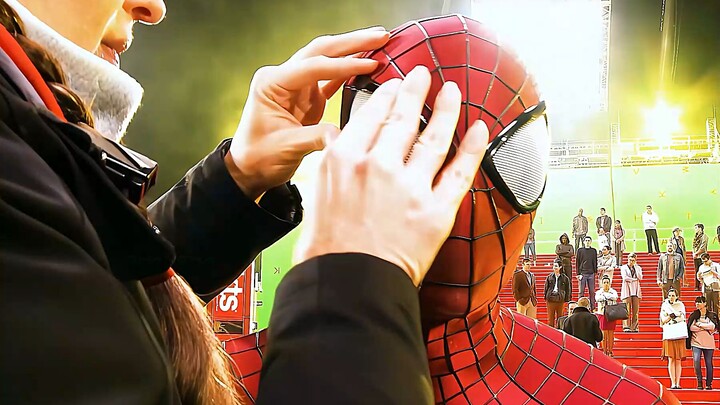 Trying to use behind-the-scenes footage to hide the fact that Garfield is Spider-Man is really cool