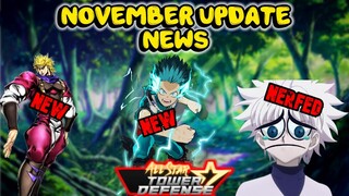 November UPDATE NEWS!!! Buffs/Nerfs and MORE All Star Tower Defense - Roblox