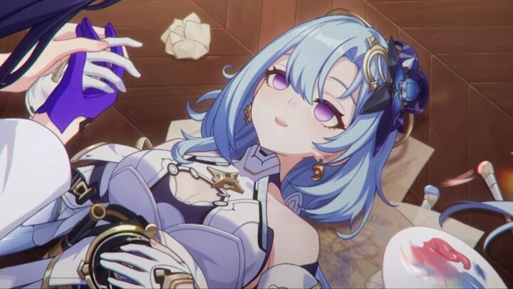 Gretchen’s face looks totally teased! Not a single drop of paint is left! Close-up of Vita’s silky, 