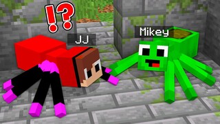 How Baby Mikey & JJ Shapeshift to SPIDERS in Minecraft challenge SPIDER (Maizen Mizen Mazien)