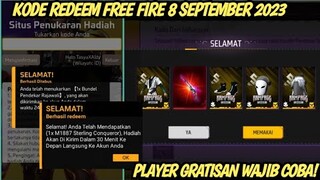 KODE REDEEM FREE FIRE TERBARU 8 SEPTEMBER 2023 HARI INI 100% WORK