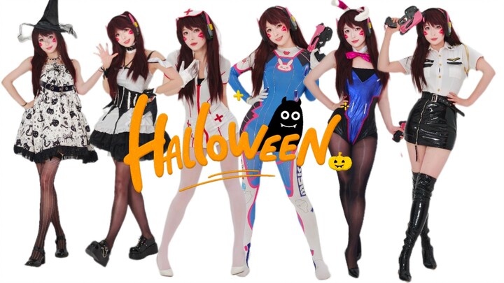6 مجموعات تغيير ملابس/رقصة كاملة على أغنية "Happy Halloween" تصميم شخصي لـ Dva