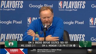 Mike Budenholzer postgame Press Conference Game 3: Celtics vs. Bucks - "Giannis is a MONSTER"