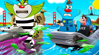 Roblox Oggy ไล่อาชญากรในฐานะตำรวจใน Tycoon ตำรวจพร้อมแจ็ค Rock Indian Gamer