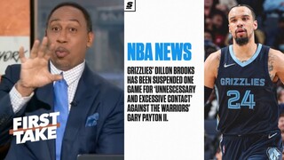 First Take | Stephen A. reacts to Grizzlies will be in trouble as Dillon Brooks now misses Game 3