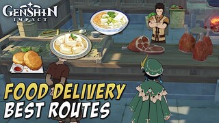 GENSHIN IMPACT - Food Delivery Quests Best Routes - While It's Warm Day 1