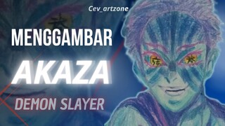 Menggambar Akaza dari Demon Slayer