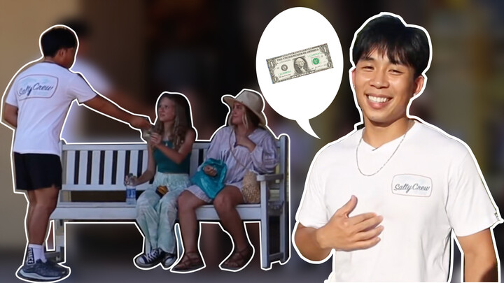 Chinese young lad giving money randomly on US streets