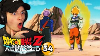 GOKU MEETS TRUNKS... | DBZ: Abridged REACTION Episode 34