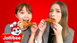 American try JOLLIBEE ( Filipino Fast Food) For The First Time!  good reaction!!